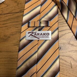 Men's Striped Tie - Orange and Brown